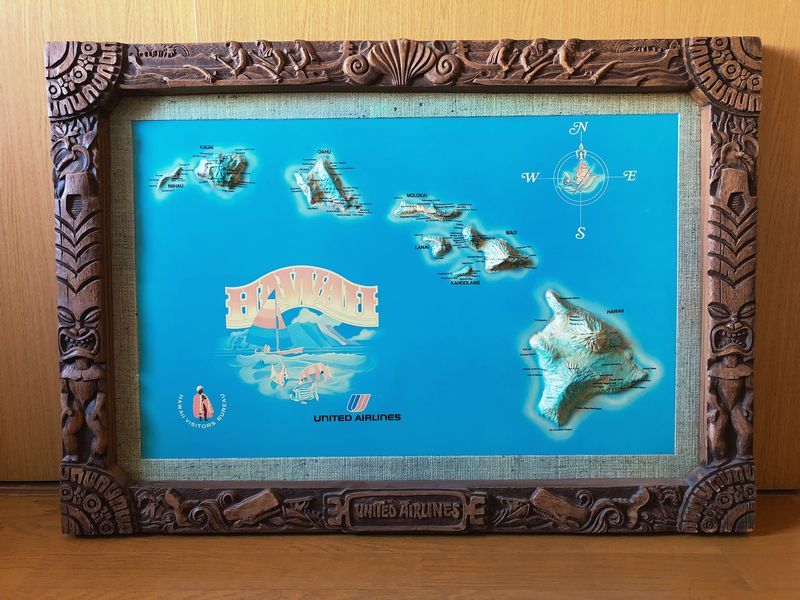 ユナイテッドエアライン メネフネ Hawaii ハワイ 地図 ビンテージ 特大