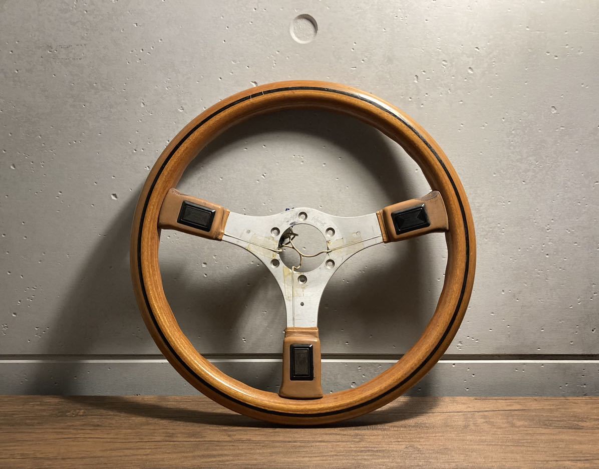 イタルボランテ ステアリング 白レザー 茶ウッド イタルボランテ