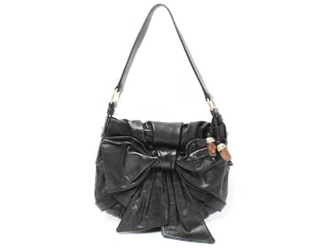 ショルダーバッグ リボン サックボウ 黒 ブラック