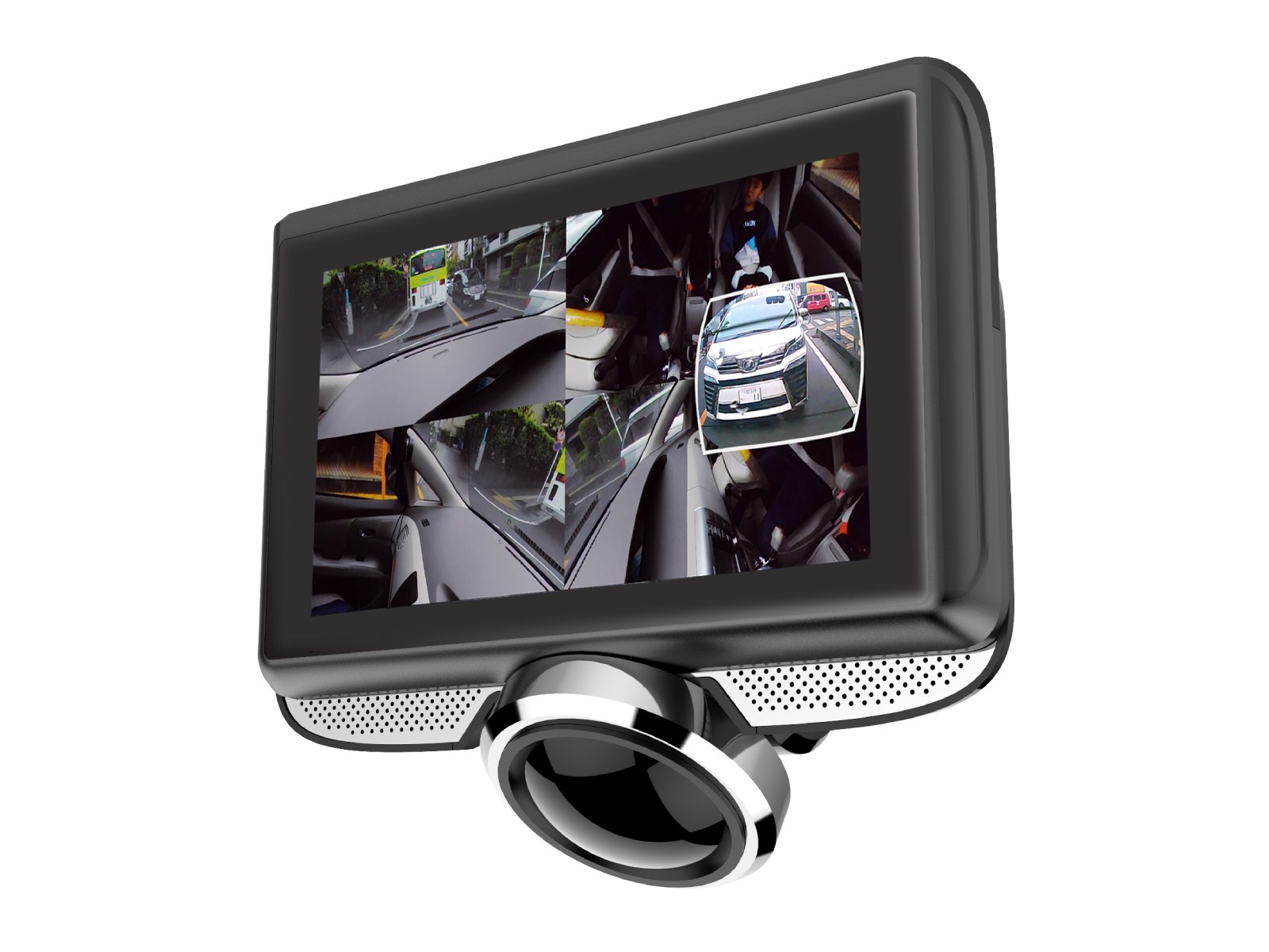 360度広角カメラで前後左右同時録画可 リアカメラ付ドラレコ発売