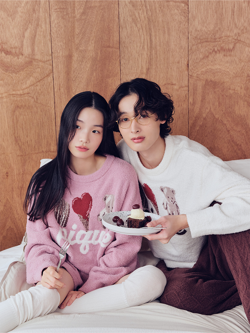 HOMME】ワンポイントジャガードプルオーバー(ニットプルオーバー