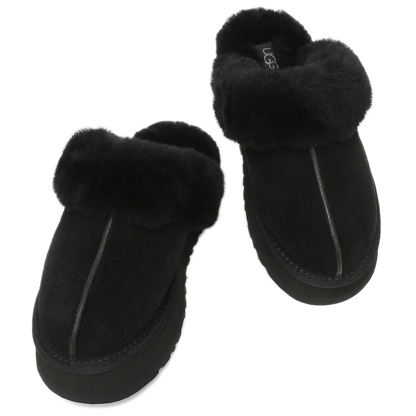 アグ スリッポン ディスケット ムートンブーツ ブラック レディース