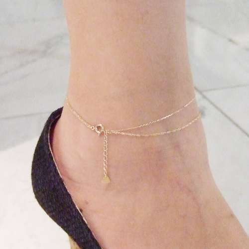 送料無料】2連 チェーン アンクレット ジュエリー・アクセサリー