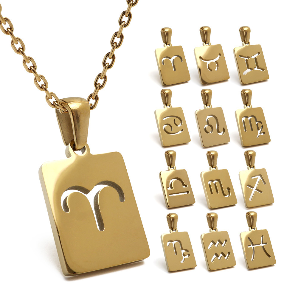 12星座ネックレス プレートネックレス ゴールド レディース メタル