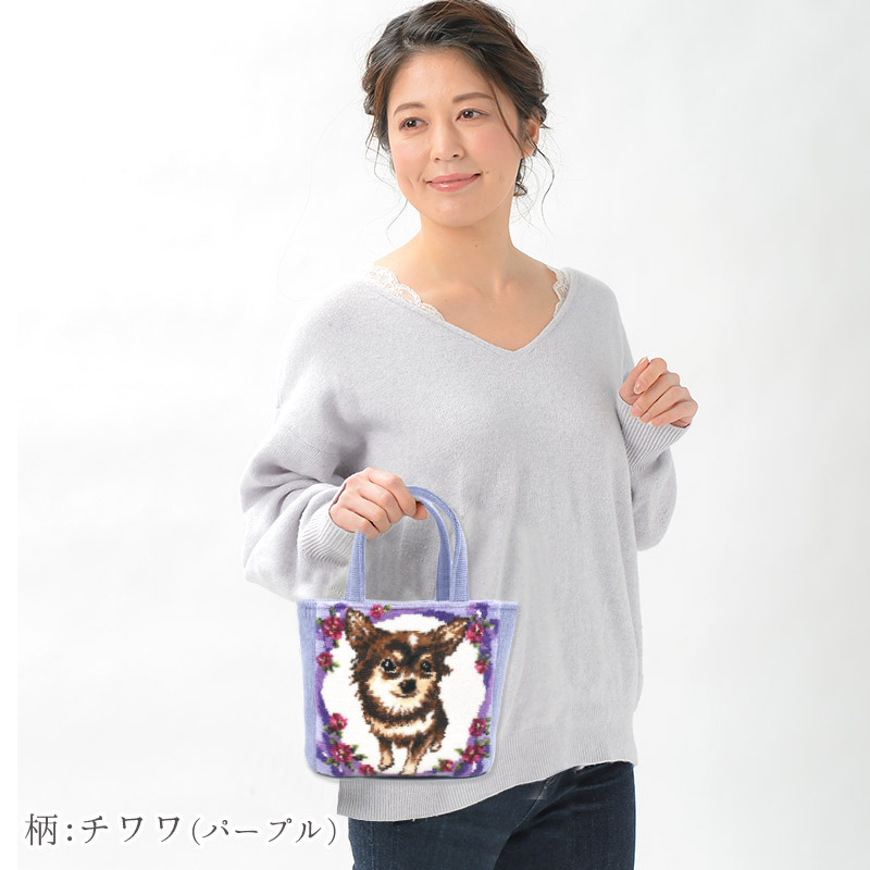 人気商品 送料無料 犬猫柄 総シェニール織 ミニトート バッグ 日本製