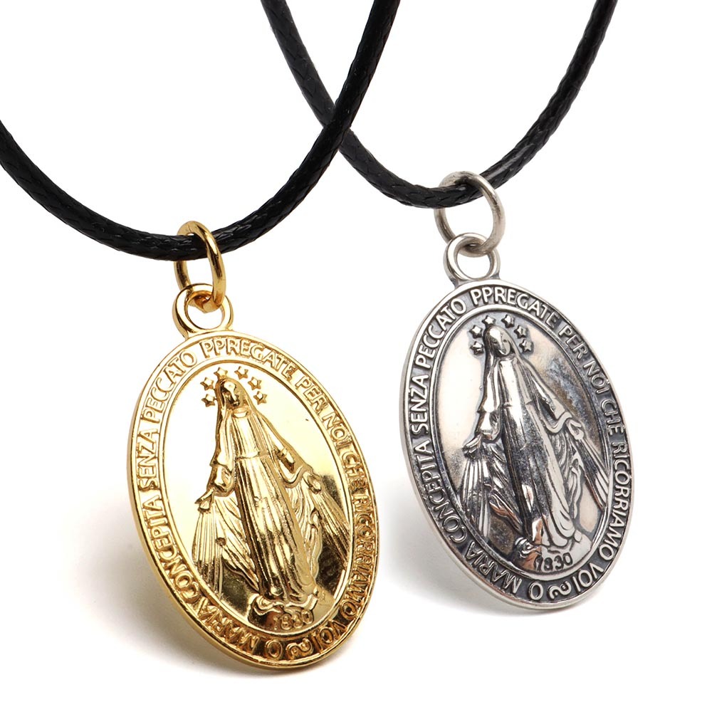 シルバー925 マリアネックレス コインネックレス レザーチョーカー