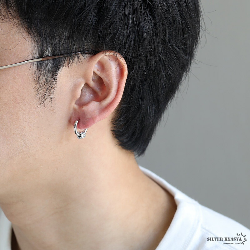 シルバー925素材 フープピアス シルバー silver メンズ 梵字 六字真言