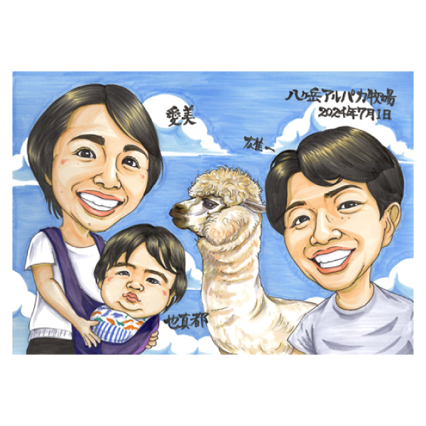 似顔絵 思い出の日【イラストタッチ】 記念日 誕生日 金婚式 銀婚式