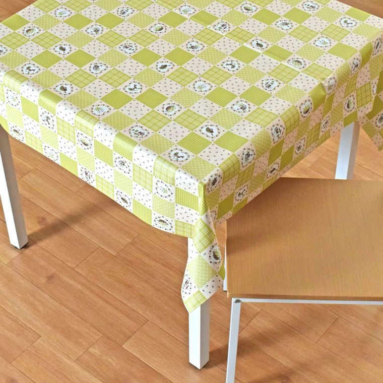 テーブルクロス 撥水パッチワーク柄 花柄 ビニール リバーシブル 約125