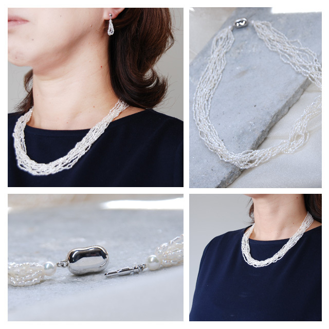 あこや真珠 砂ケシパール ネックレス 10連 - 【Blue Lace. Accessories