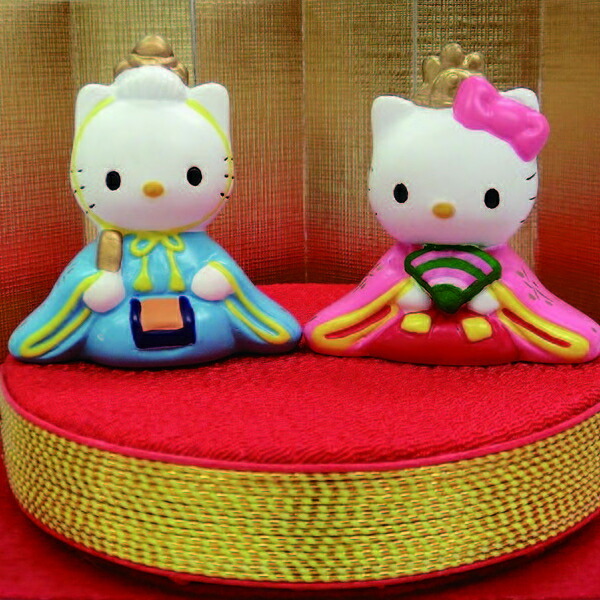 吉徳 雛人形 ハローキティ コンパクトタイプ 親王飾り 丸台 金屏風