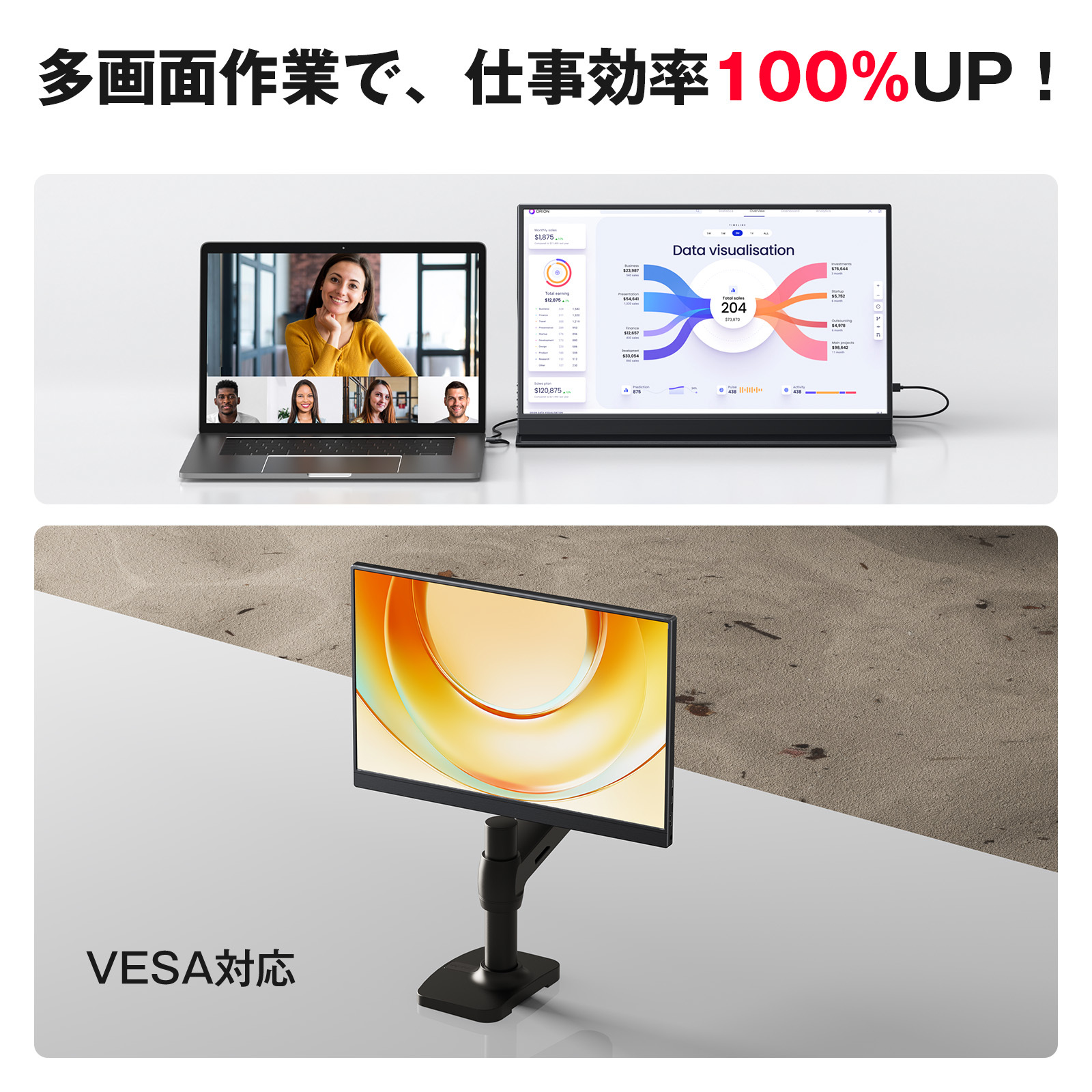 あさぴ様【4K+16インチ】モバイルモニター 3840x2400 ※2回のみ使用