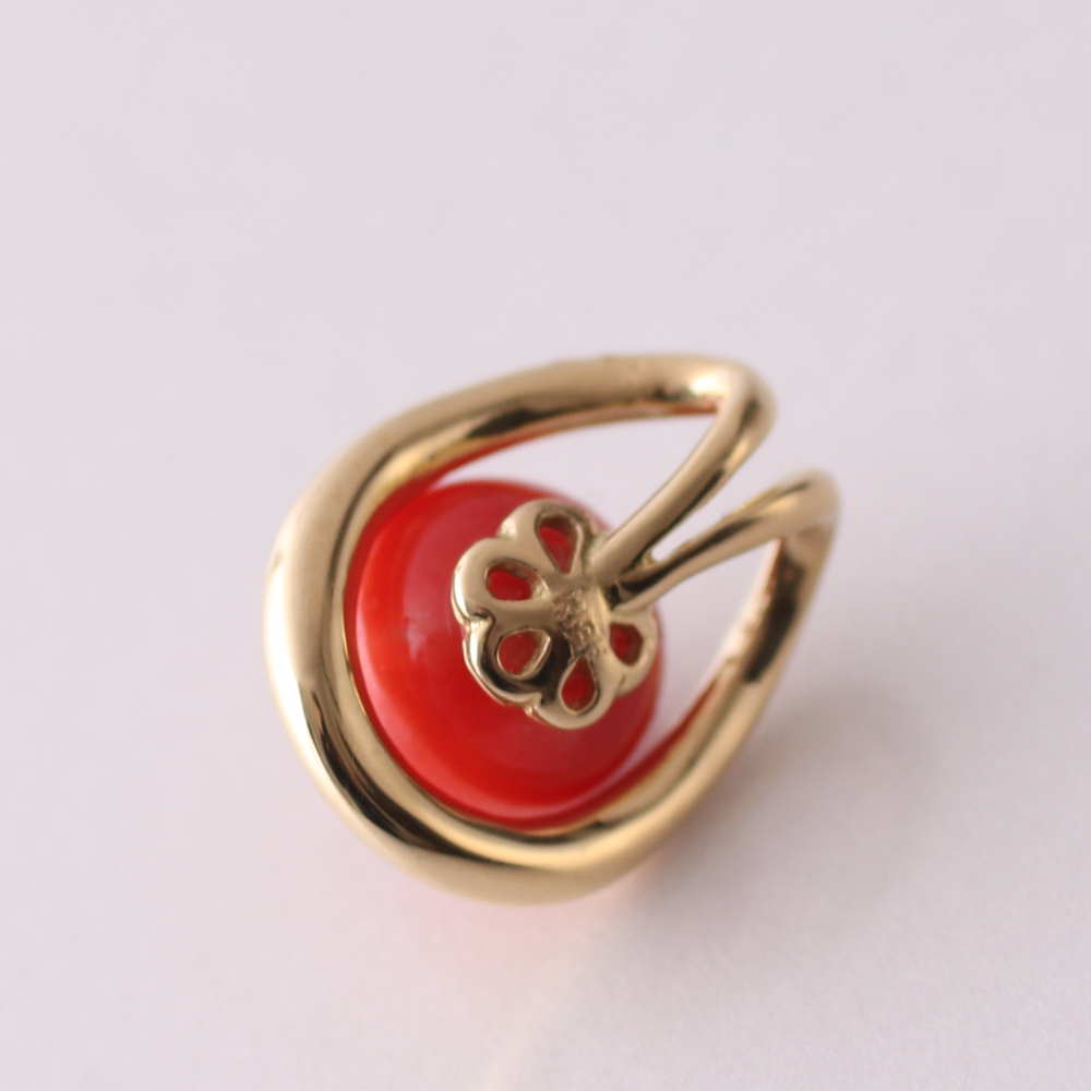 ≪送料無料&1年保証付き≫ 日本産血赤珊瑚のシンプル ペンダントトップ