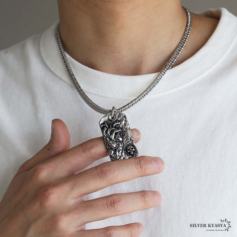 ステンレス ドッグタグネックレス 心臓ネックレス シルバー ダブル喜平