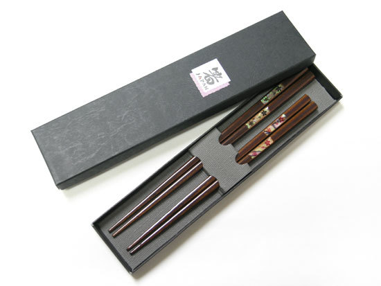 若狭塗箸 螺鈿桜 夫婦箸【名入れ】 - 【漆器 久太郎】- プレゼント
