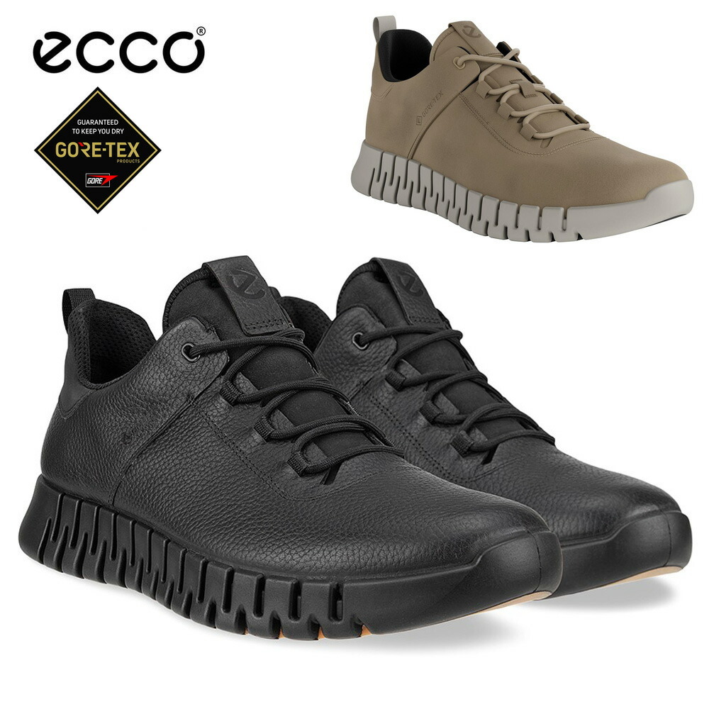 エコー ECCO メンズ レザー 防水 ゴアテックス スニーカー ブラック 黒