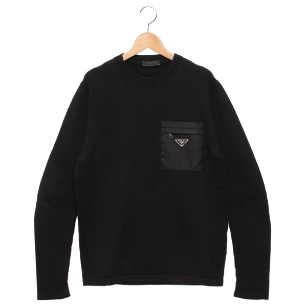 プラダ ニット セーター トライアングルロゴ ブラック メンズ PRADA