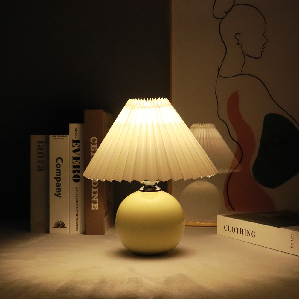 プリーツ シェードランプ LED ライト 韓国 テーブルライト 北欧 卓上