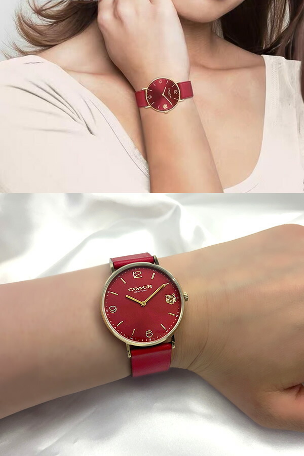 COACH コーチ 腕時計 レディース Perry ペリー レッド 赤 レザー 人気