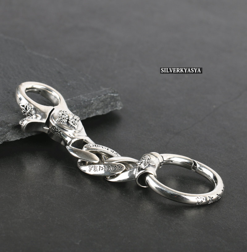 シルバー925 キーチェーン クリップ シルバーキーホルダー クロス