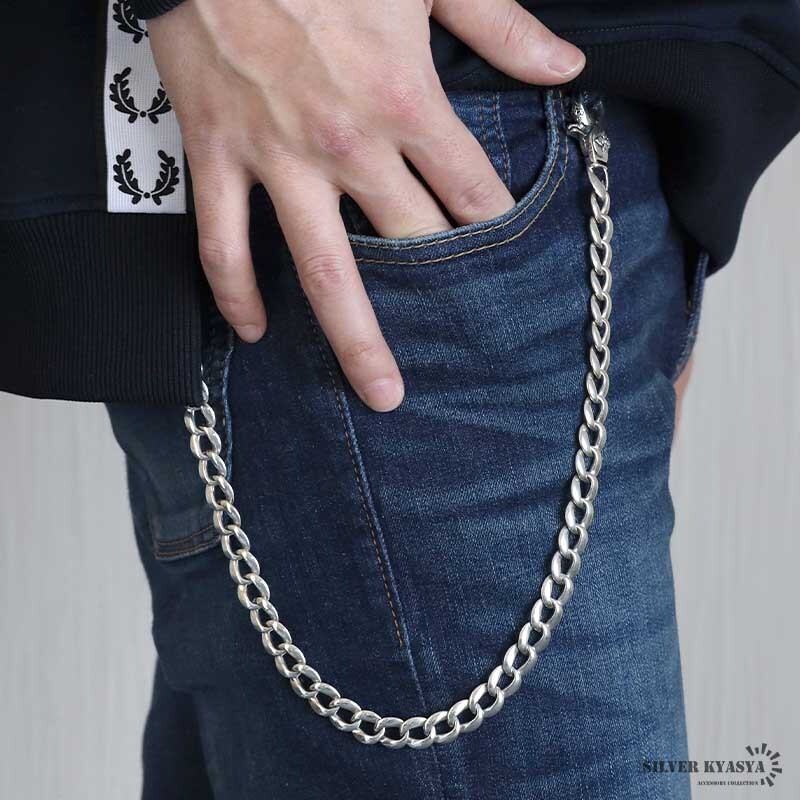 シルバー925 極太 ウォレットチェーン 喜平チェーン クロス 幅12mm 太