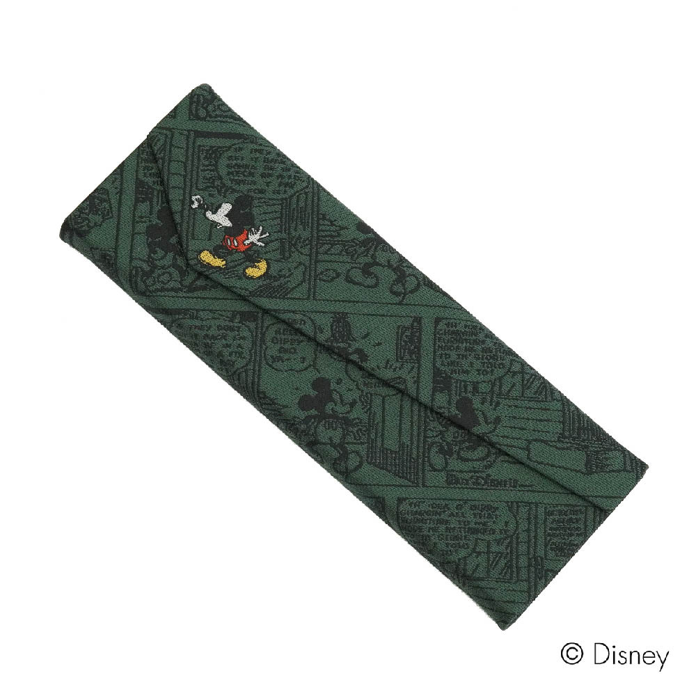 ディズニー／メガネケース（ミッキー コミック柄） 緑 折り畳み 眼鏡