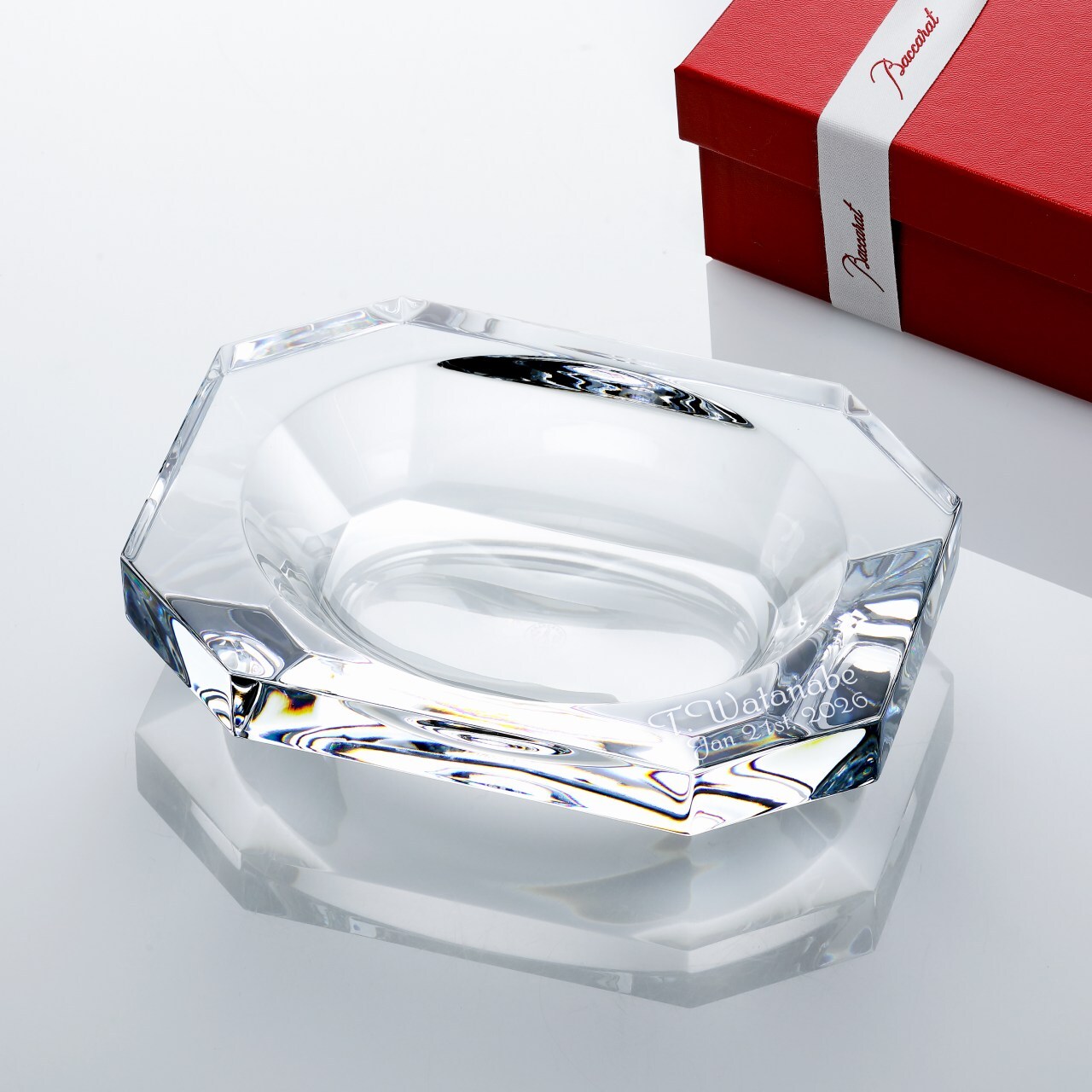 Baccarat バカラ オクトゴン小物入れ 18×13cm 名入れ彫刻代込み