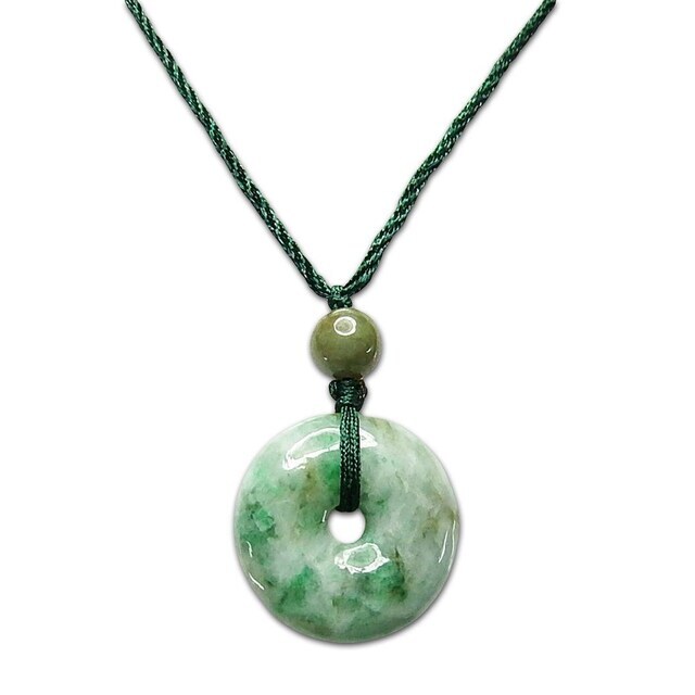 14K 刻印 翡翠？玉石？ 緑色のジェイドドロップ型ペンダント 14K 刻印