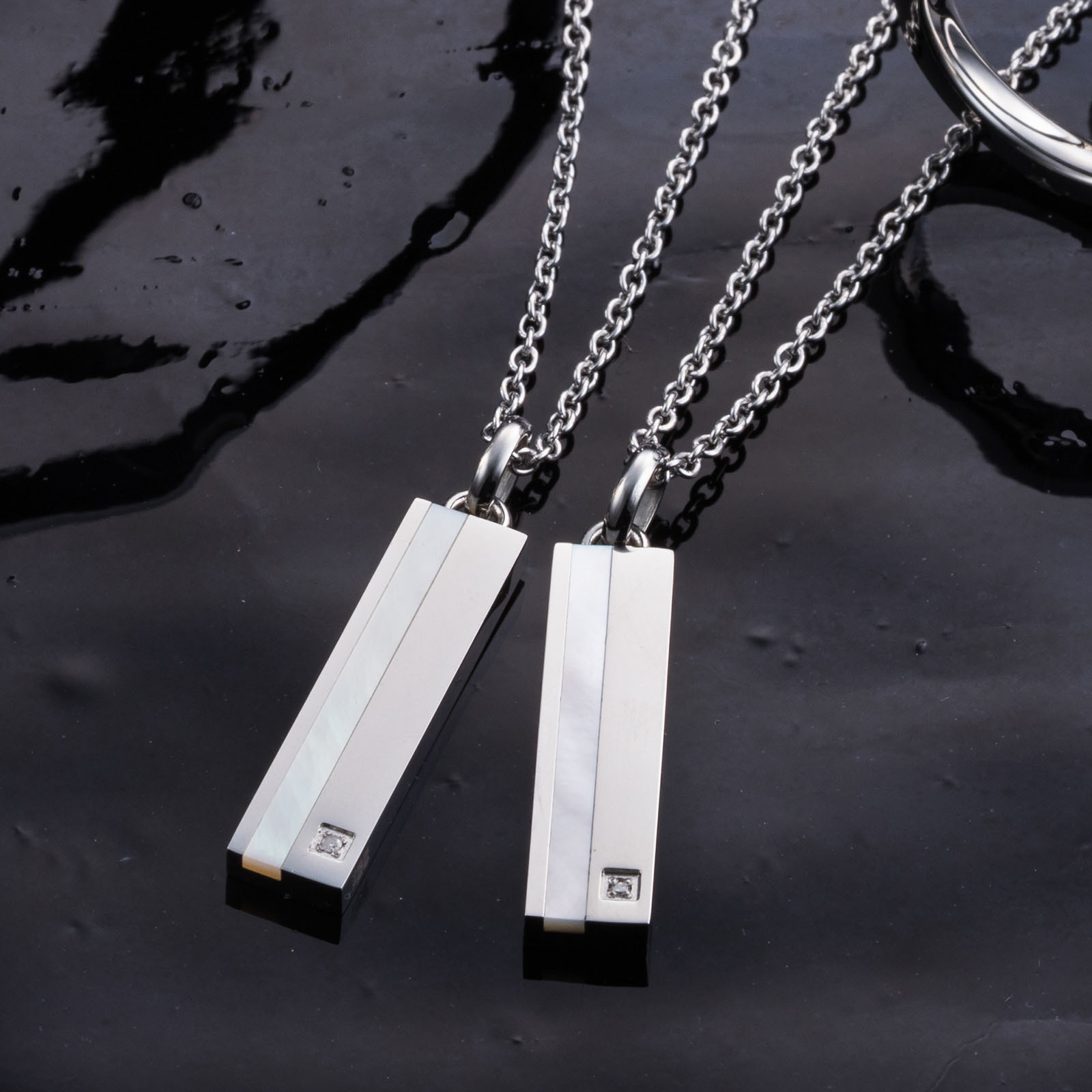 送料無料】【名入れ無料】 ペアネックレス 2本セット ダイヤモンド