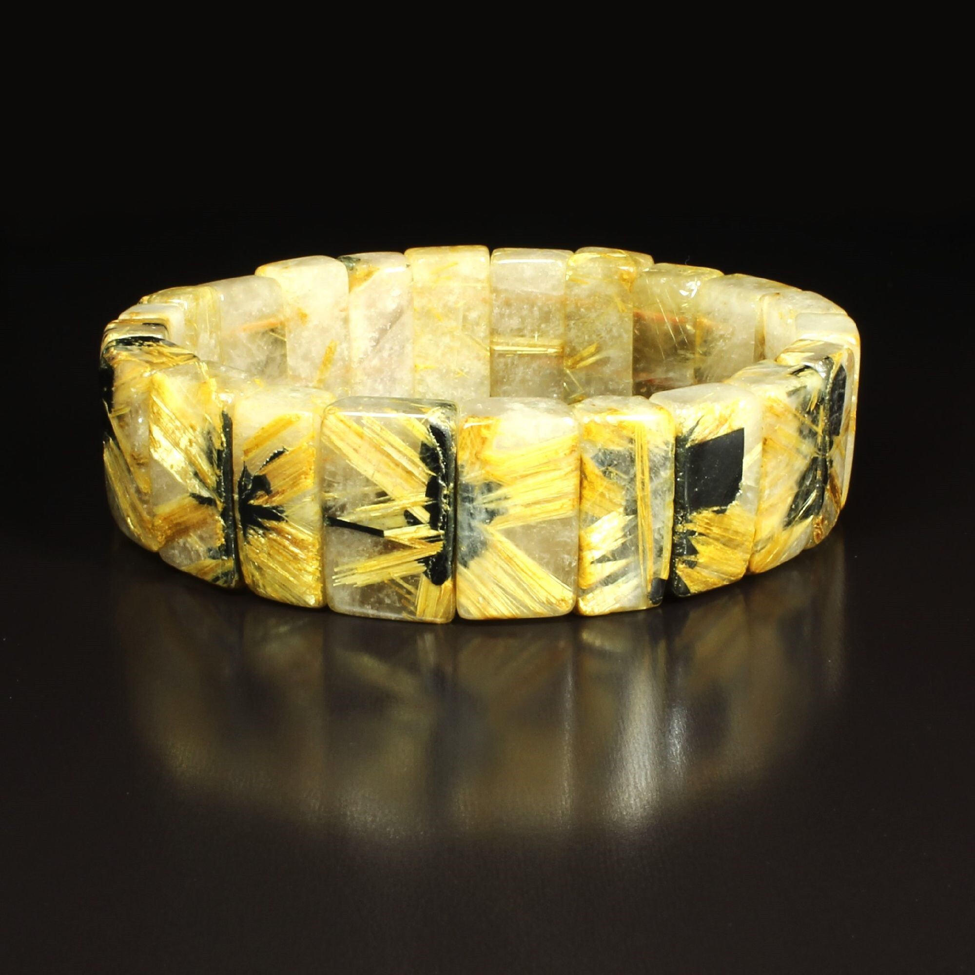 タイチンルチルの輝きがすごい］19mm一点物 太陽放射ルチル バングル