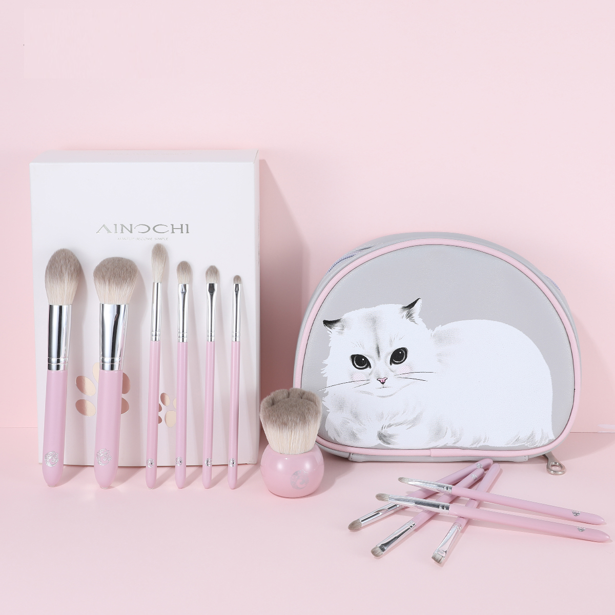 送料無料 ☆AINOCHIメイクブラシ12本セット(ピンク) ラグラドール