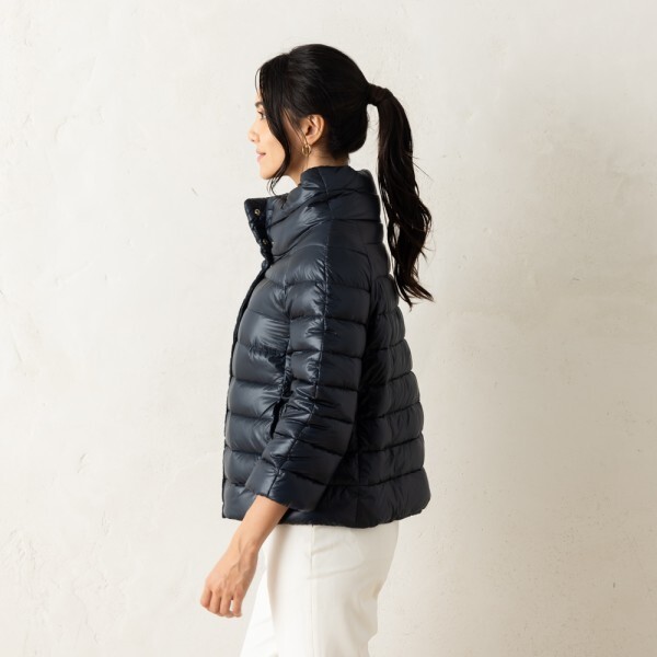 ヘルノ ダウンジャケット コート ケープ ネイビー レディース HERNO