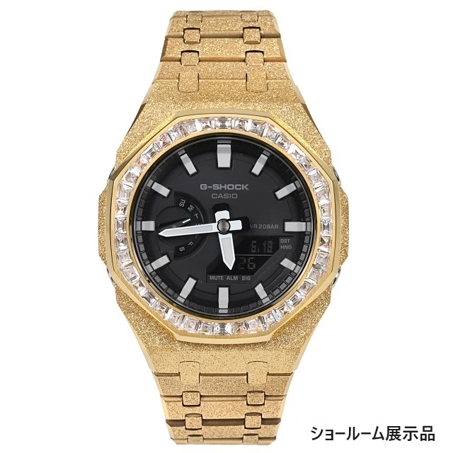 G-SHOCK GA2100 フロステッドゴールド カスタム バゲッドカットCZ
