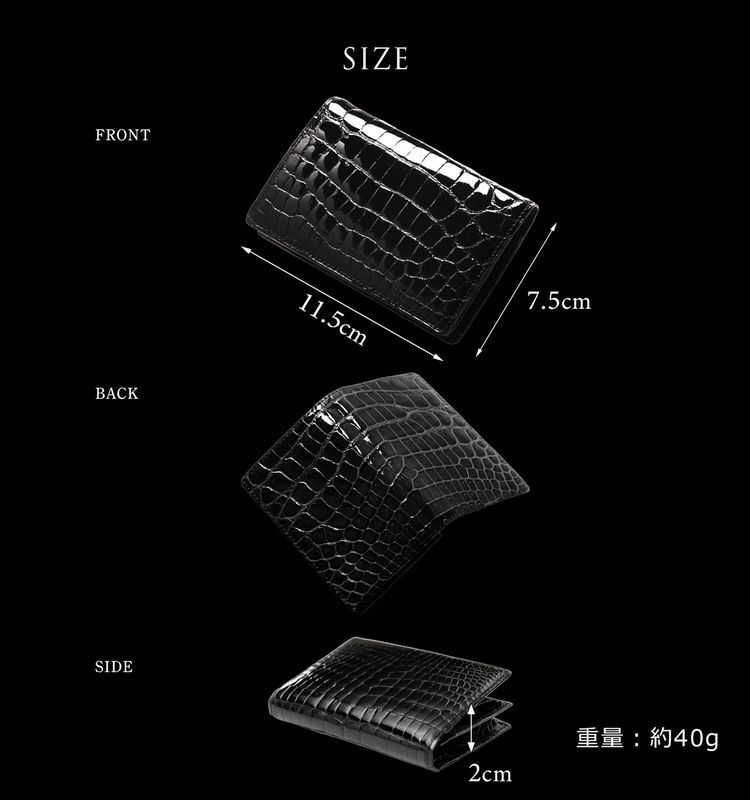 クロコダイル 名刺入れ メンズ カードケース シャイニング加工 一枚革