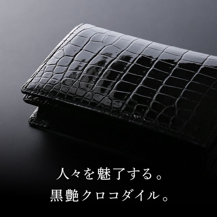 クロコダイル 名刺入れ メンズ カードケース シャイニング加工 一枚革