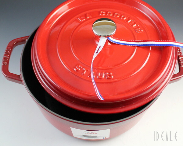 ストウブ ココット ラウンド 24cm チェリーレッド 06 両手鍋 耐熱