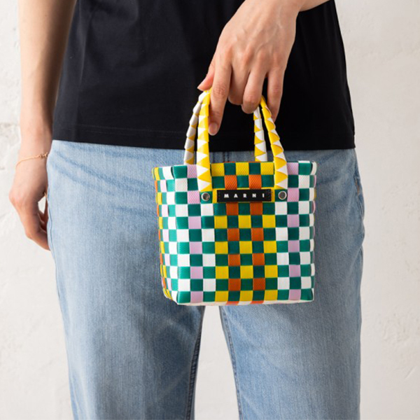 マルニ かごバッグ マルチカラー ウーブン マイクロ バスケット