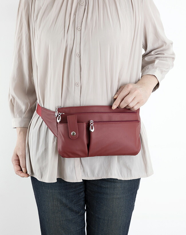 ラム革ウエストバッグ[ウエストバッグ バッグ 男女兼用 メンズ