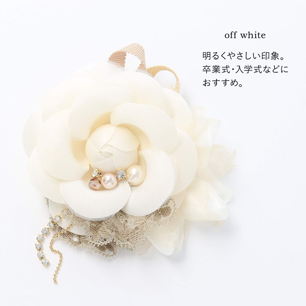 コサージュ 日本製 ブローチ カメリア パール レース フラワー