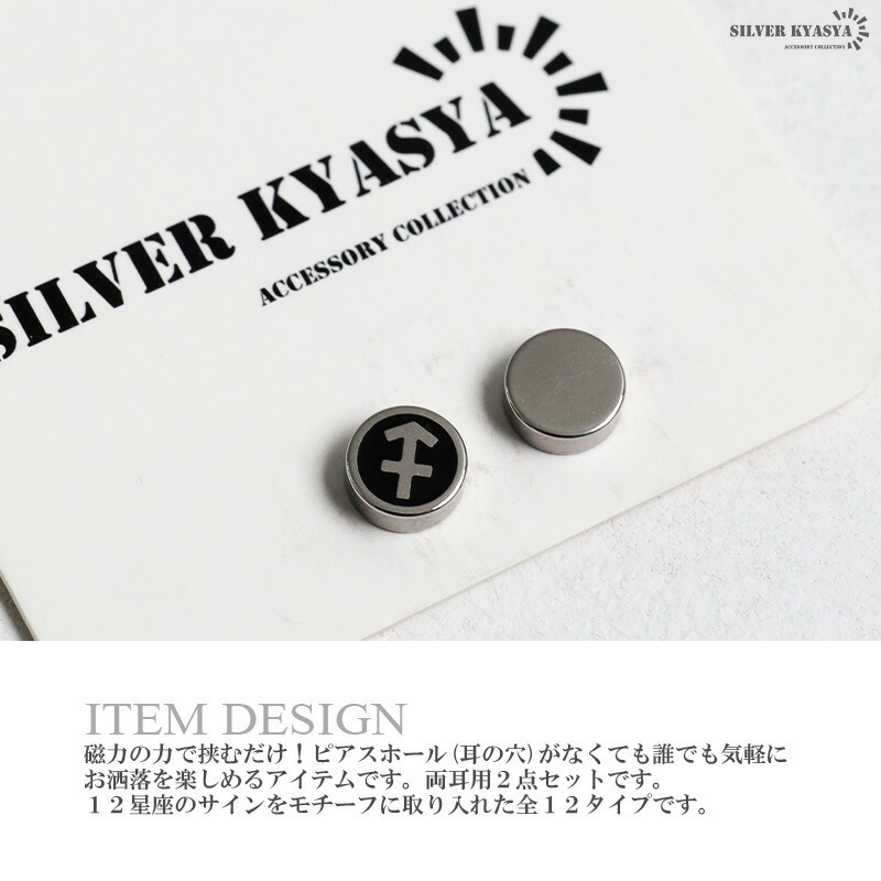 マグネットピアス 磁石 2点セット 12星座 メンズ レディース