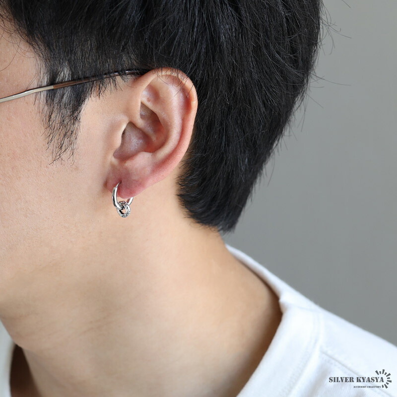 シルバー925素材 フープピアス シルバー silver メンズ S925 波