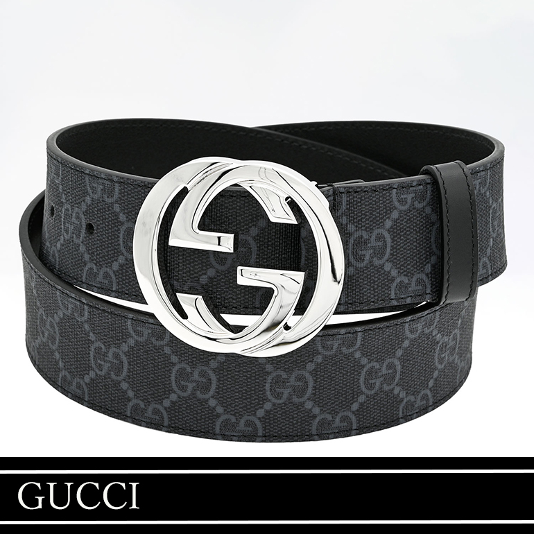 グッチ ベルト メンズ GGスプリームキャンバス インターロッキングG