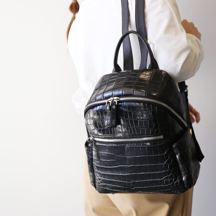 クロコダイル マット 加工 リュック 2WAY レディース バッグ