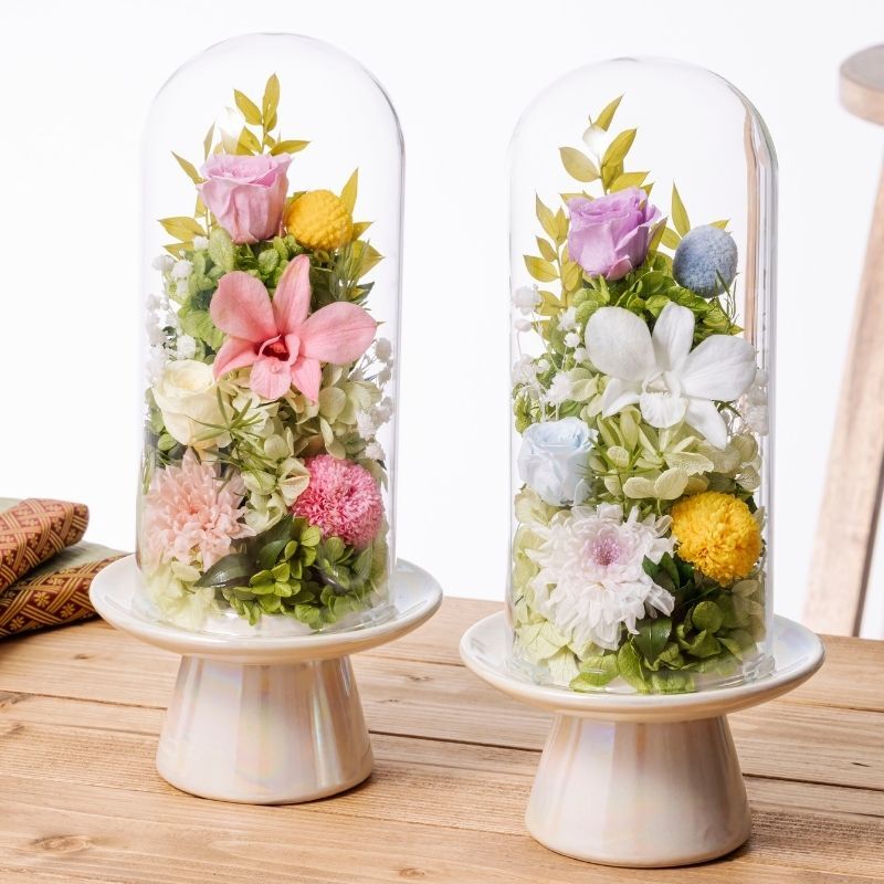 プリザーブドフラワー 仏花 ガラスドーム ミニ 仏壇用 小さい お供え