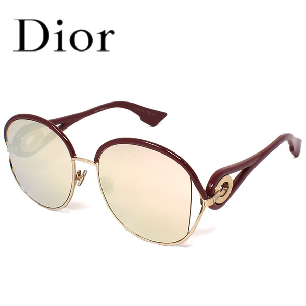 DIOR ディオール サングラス レディース バーガンディ ゴールド ミラー