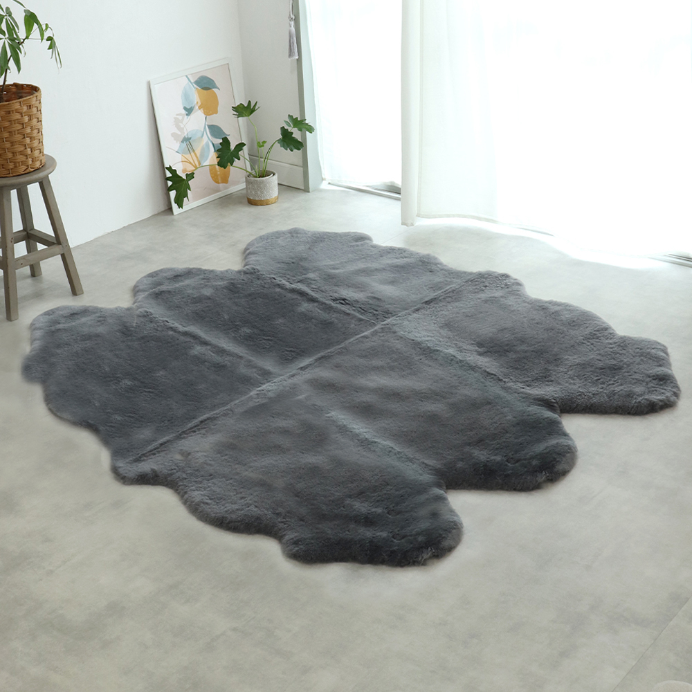 アウトレット価格】洗えるムートンラグ 6匹 短毛 約140×160cm 敷物