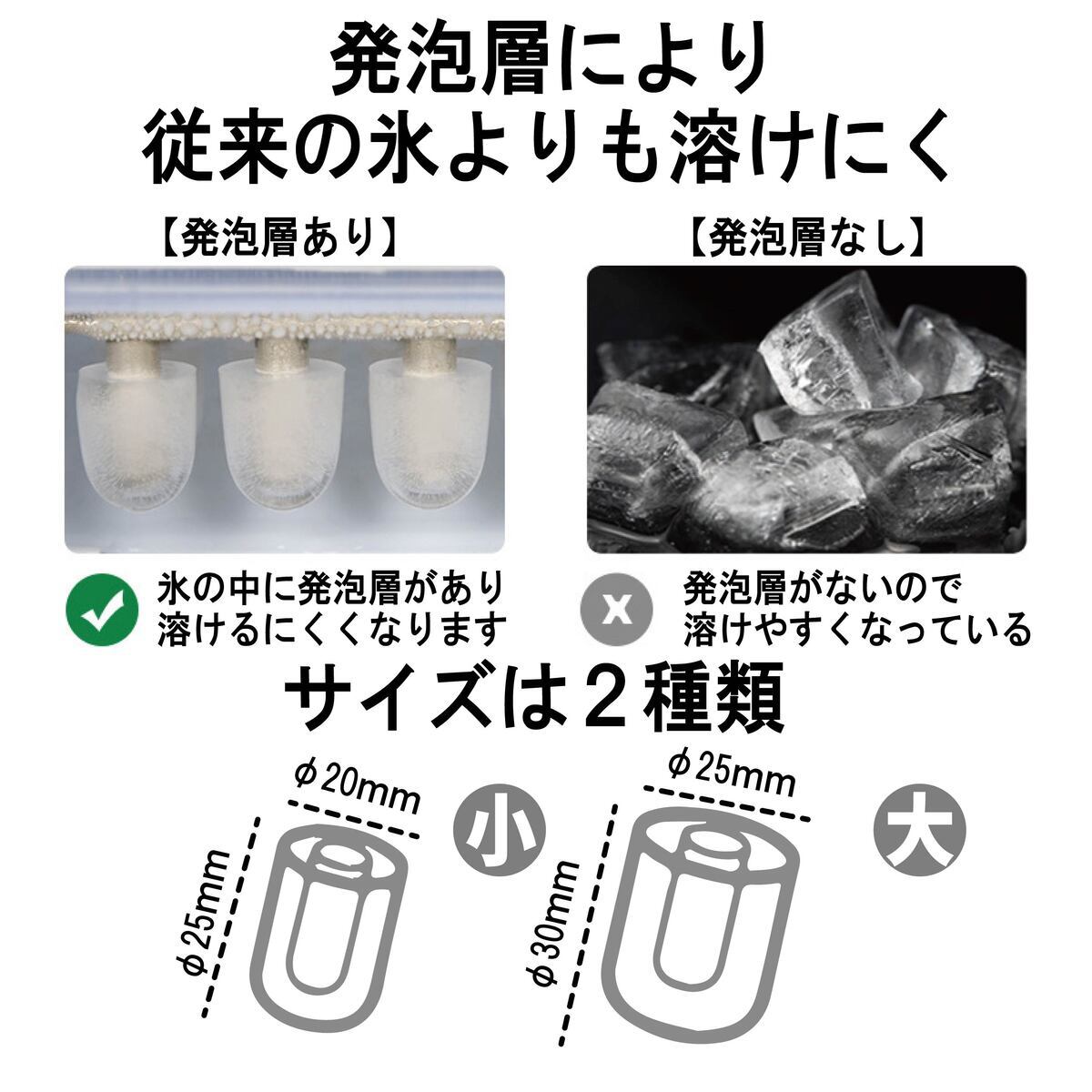 本体最小クラス コンパクト 製氷機 家庭用 最短6分 高速製氷 氷サイズ2
