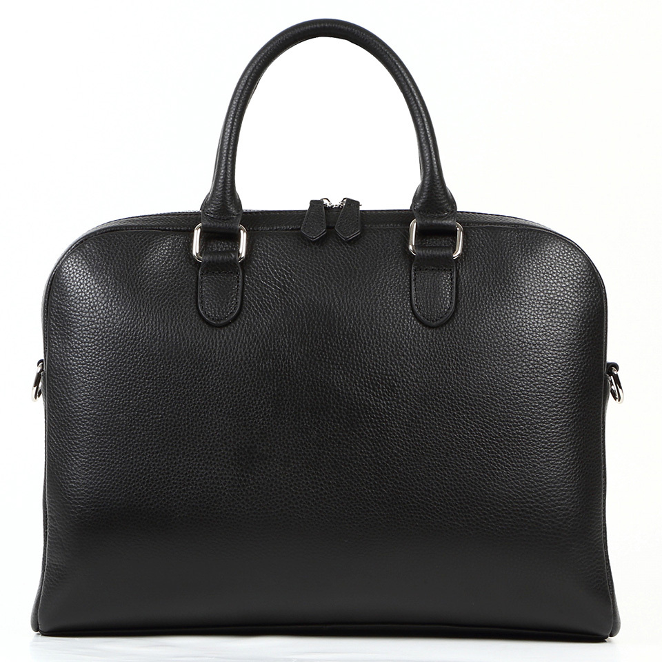 ブリーフケース 薄型 ダブルジッパー 本革 シュリンクレザー メンズ