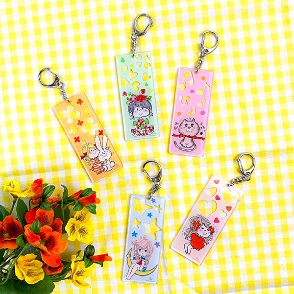 水森亜土 アクリルキーホルダー スクエア なかよしな2人 亜土ちゃん