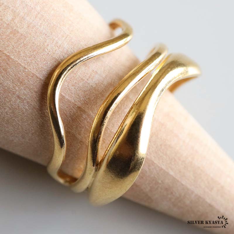 ステンレス ニュアンスリング ゴールドリング オープンリング 不規則